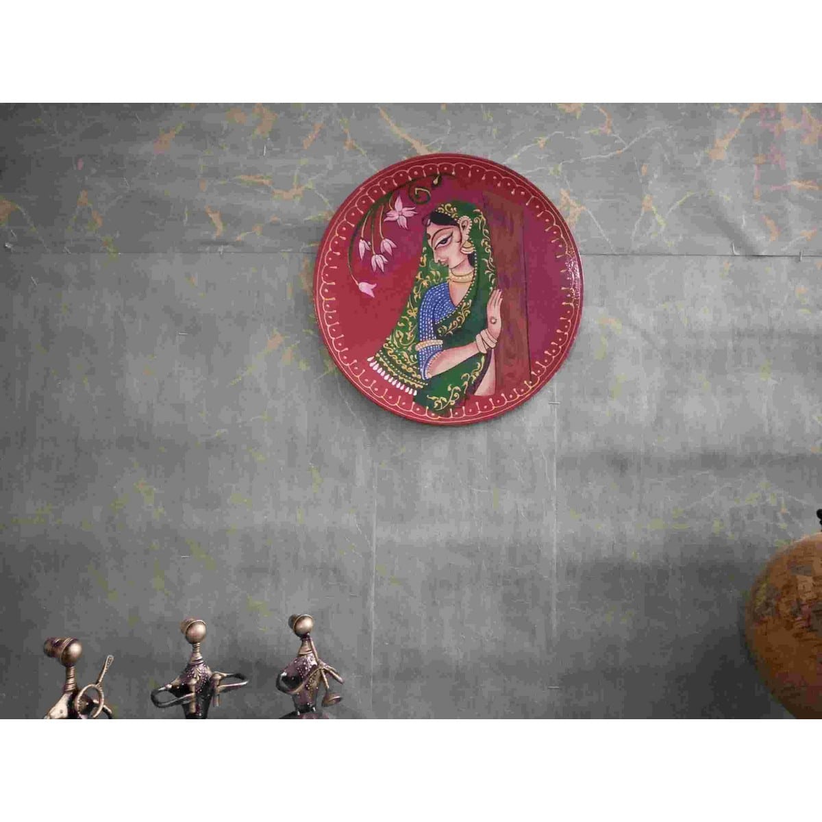 Beautiful Colourful Lady Designed Plate for Wall Art  