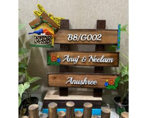 Bird Nest wooden hut Nameplate