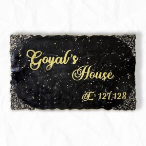 Black Metallic with Golden Flakes Casting Resin Nameplate