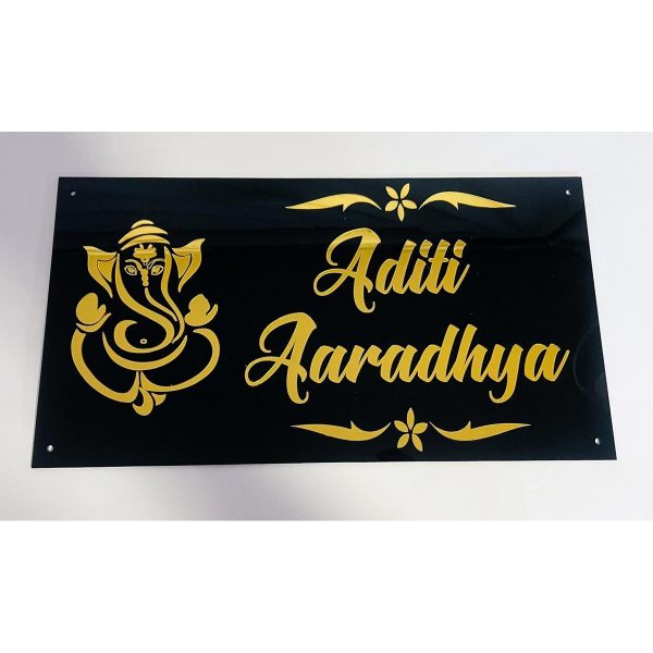 Black and Golden Acrylic Elegant design Name Plate
