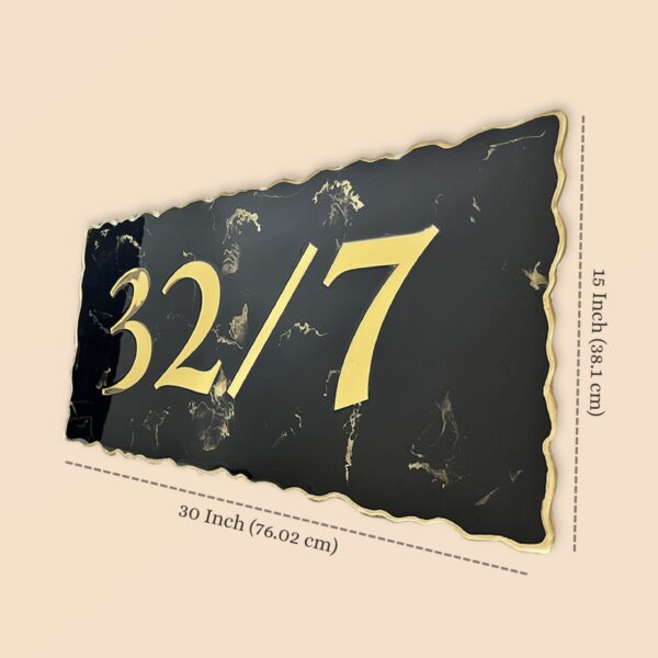 Black and Golden Marble Textured Resin House Nameplate2