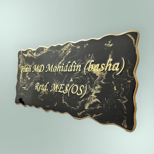 Black and Golden Marble Textured Resin Nameplate2