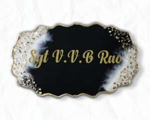 Black and White Oval Zig Zag Shaped Resin Coating Nameplate