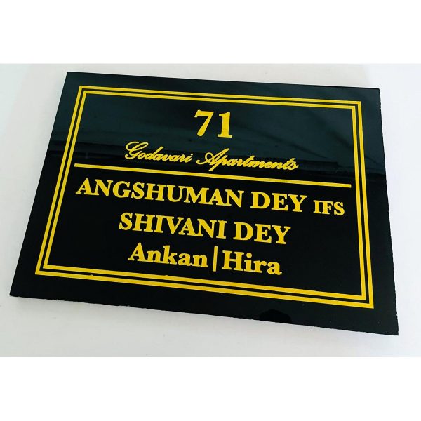 Black granite engraved personalised name plate