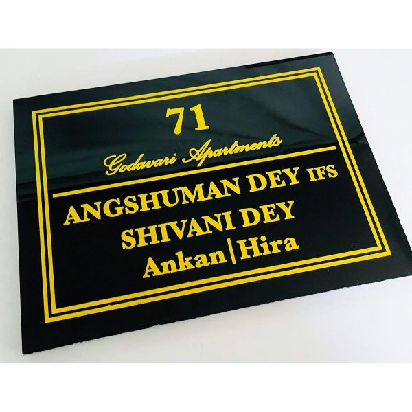 Black granite engraved personalised name plate 2