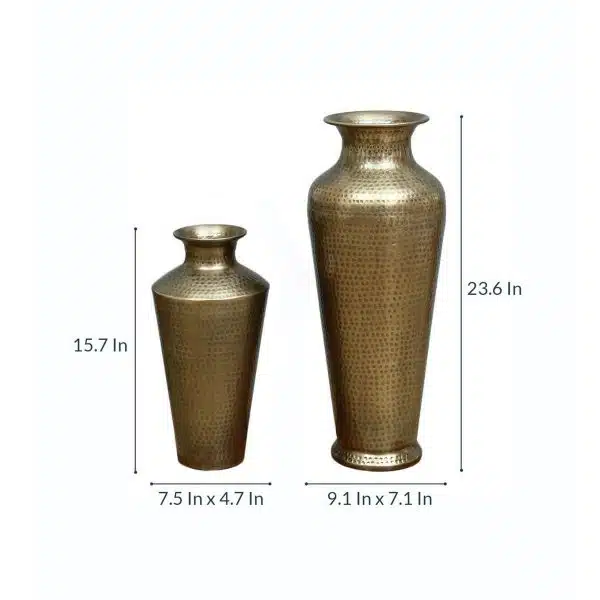 Brass Colour Metal Vase – Set of 2 001