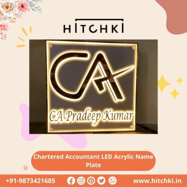 Brighten Your Office LED Acrylic Chartered Accountant Nameplate Available Now!