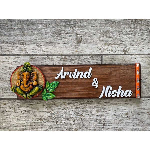 Bring Serenity Home with Pinewood Ganesha Nameplate 1