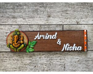 Bring Serenity Home with Pinewood Ganesha Nameplate (1)