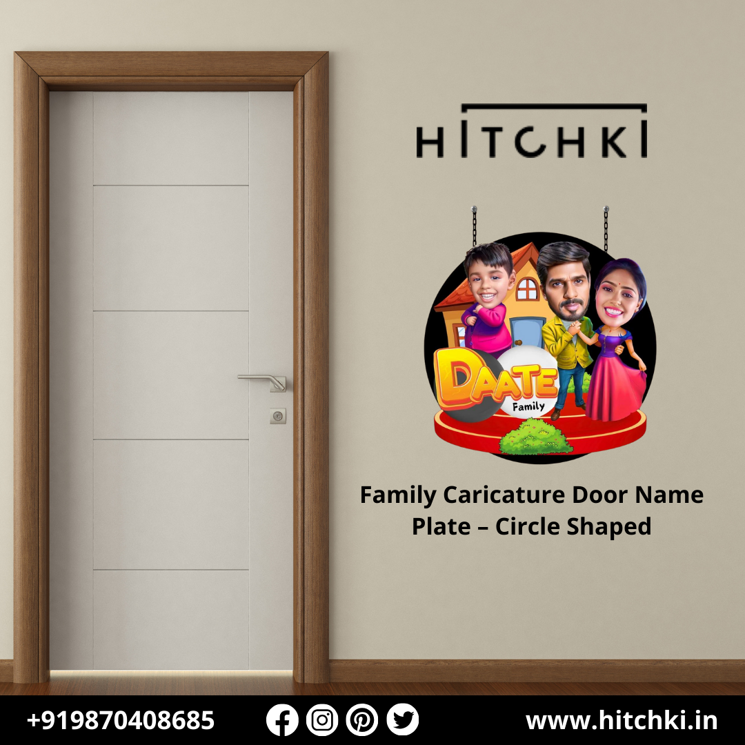 Bring Your Family to Life with Custom Caricature Door Name Plates from Hitchki