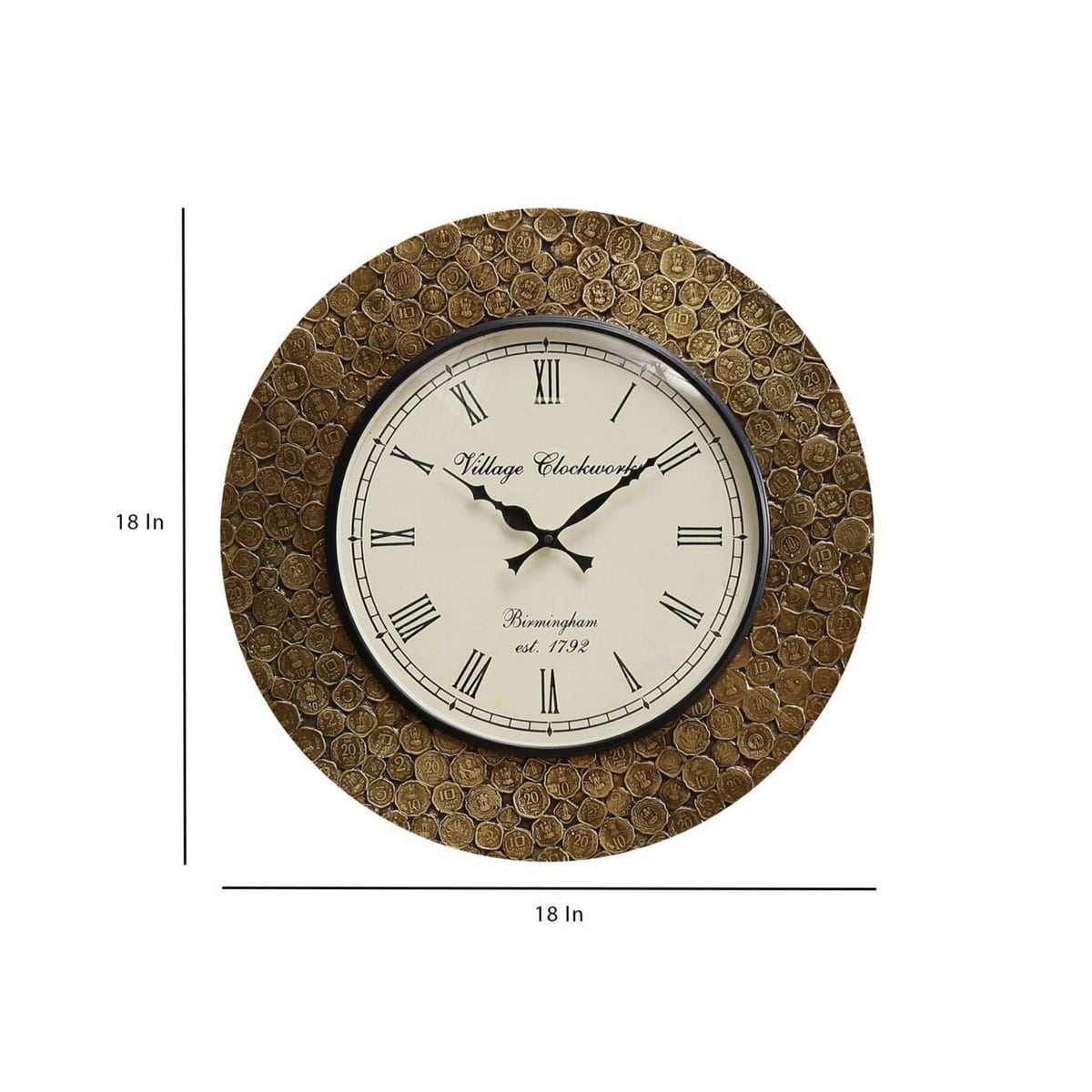 Vintage Style Golden Rings Equipped Wall Clock  