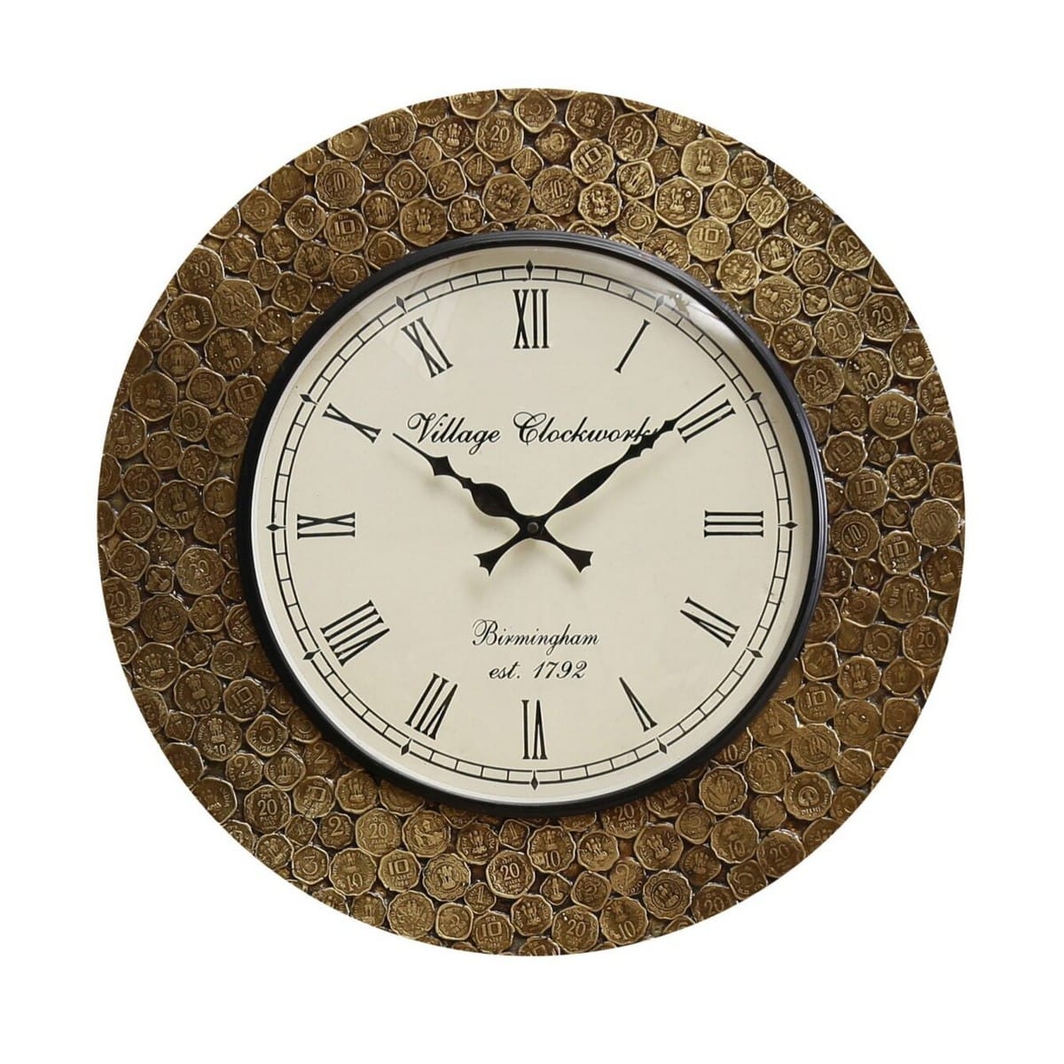 Vintage Style Golden Rings Equipped Wall Clock  