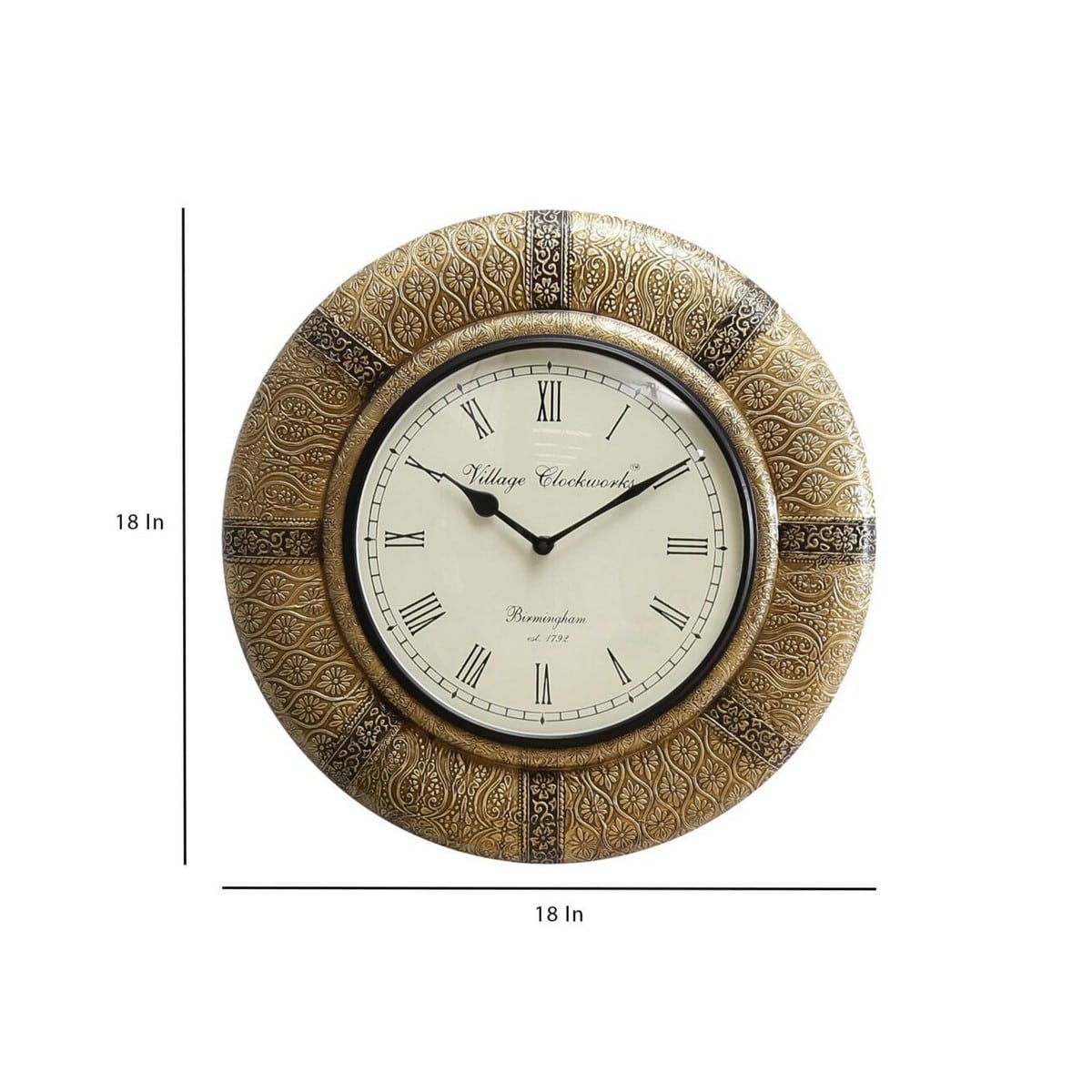 Brown and Golden Decorative Round Wall Clock  