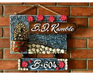 Buddha Blue Wooden Name Plate 1