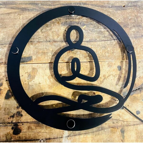 Buddha Design Black Metal LED Wall Sign3