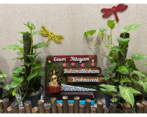 Buddha Green Wooden Nameplate 3