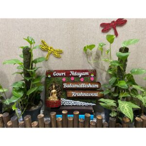 Buddha Green Wooden Nameplate 3