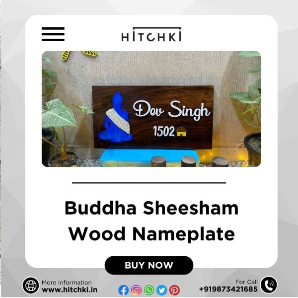 Buddha Sheesham Wood Nameplate