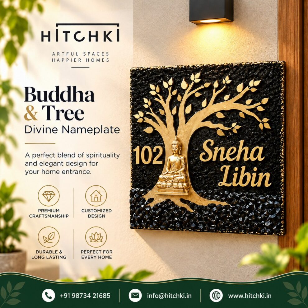 Buddha & Tree Divine Nameplate: A Symbol of Peace