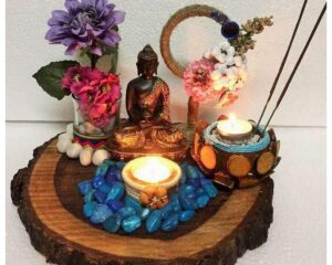 Buddha Wood Log Tea Light 1