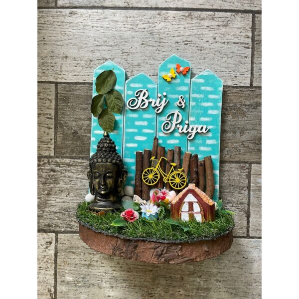 Buddha in the Garden Wooden Nameplate 1