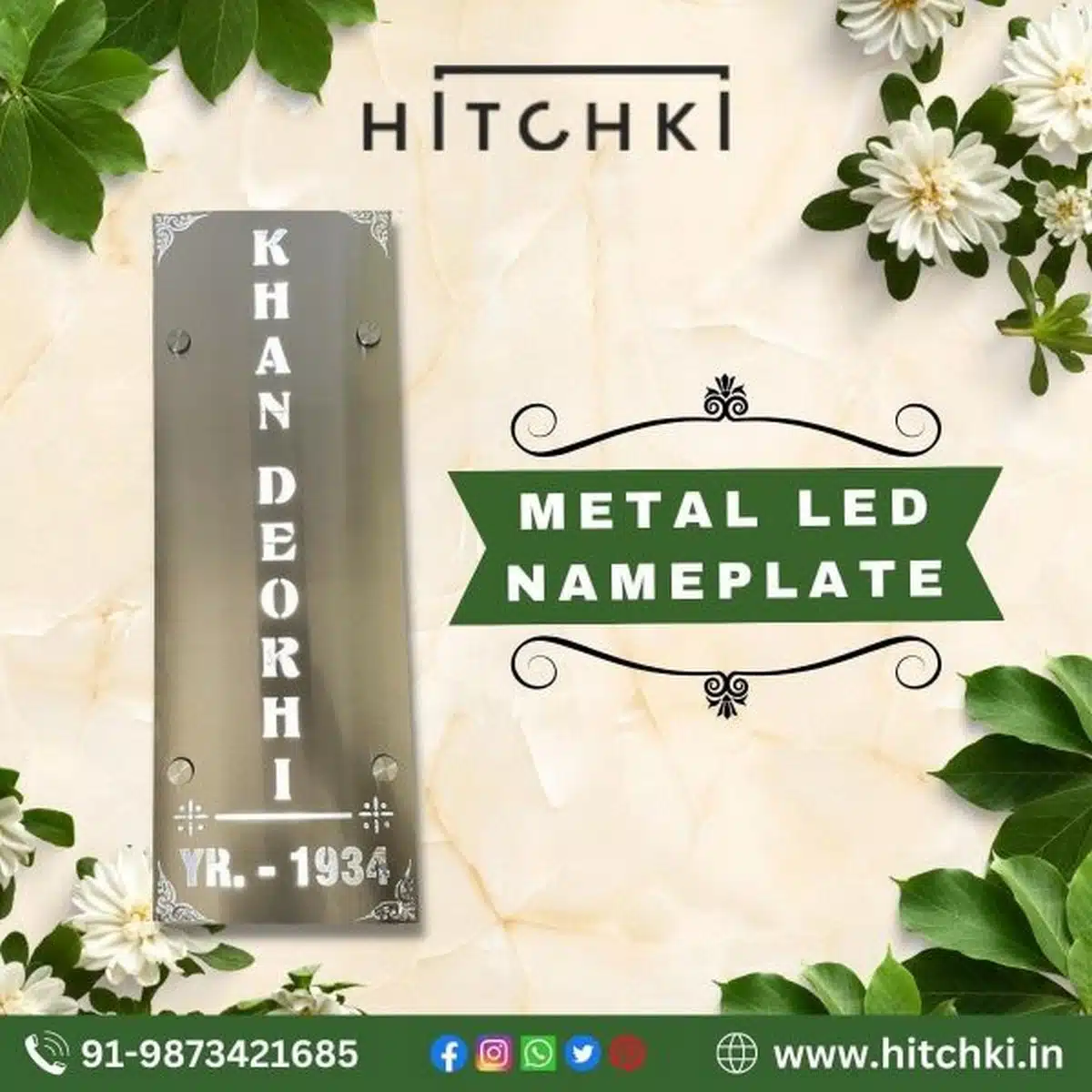 Buy New Metal LED Nameplate Customised Hitchki