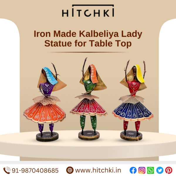 Captivating Elegance Iron Made Kalbeliya Lady Statue For Table Top