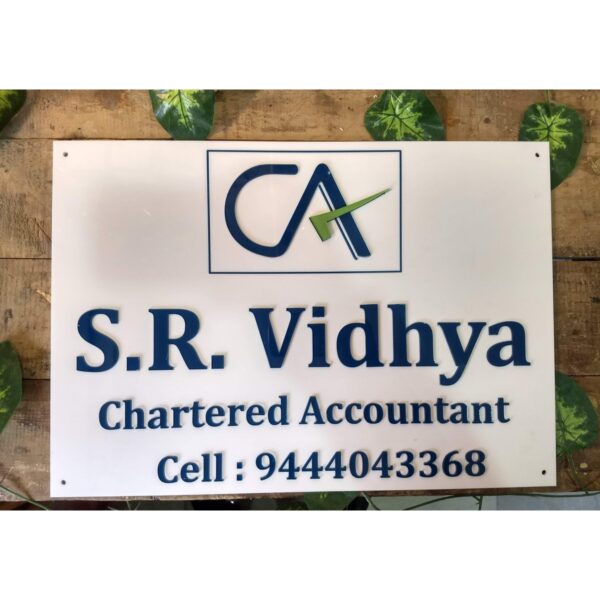 Chartered Accountant Acrylic Embossed Letters Name Plate 2