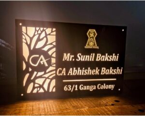 Chartered Accountant Acrylic LED Home Name Plate