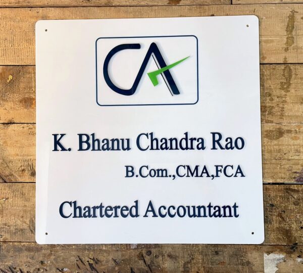 Chartered Accountant Acrylic LED Name Plate 2
