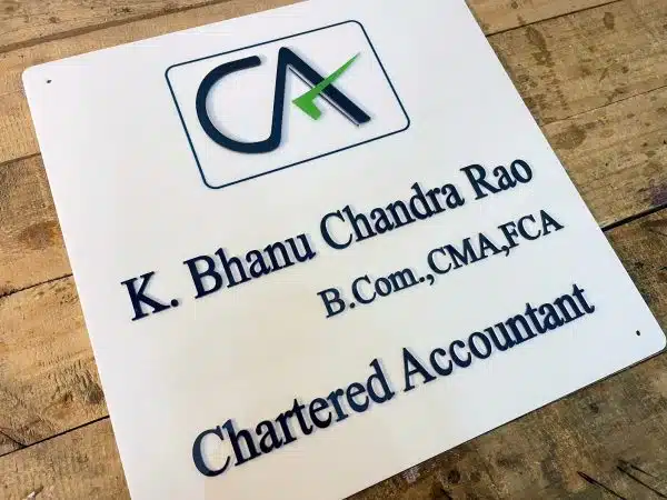 Chartered Accountant Acrylic LED Name Plate 3