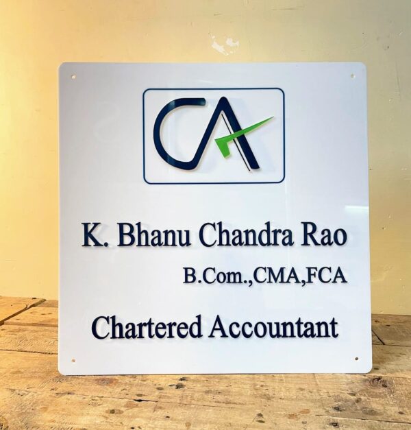 Chartered Accountant Acrylic LED Name Plate