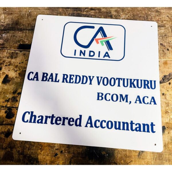 Chartered Accountant Acrylic Personalised Office Wall Name Plate