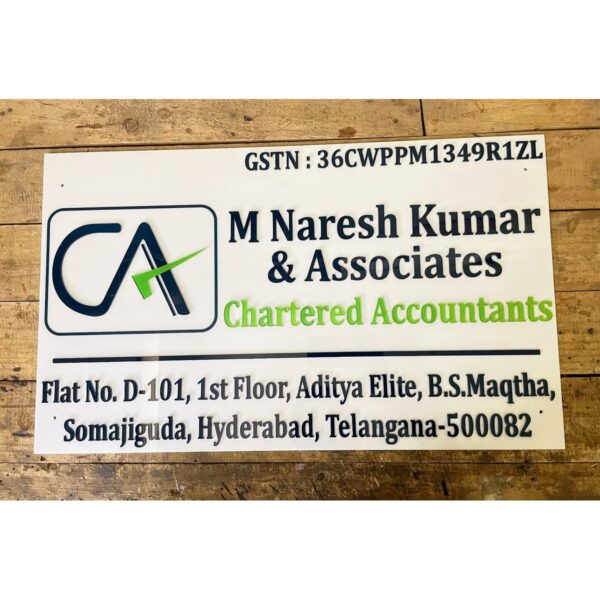 Chartered Accountant Customizable Acrylic Name Plate
