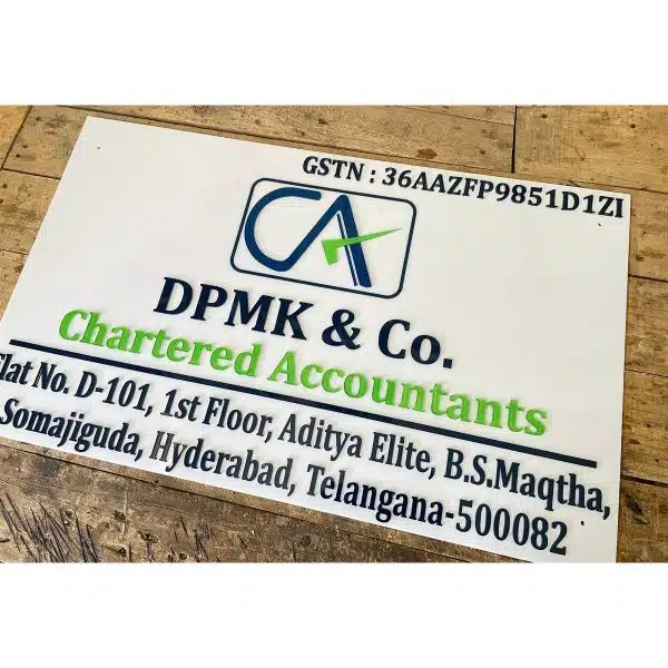 Chartered Accountant Customizable Acrylic Name Plate waterproof 2 1
