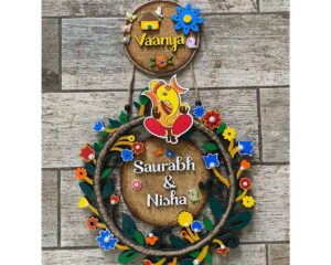 Circle Of Flowers Ganesha Nameplate