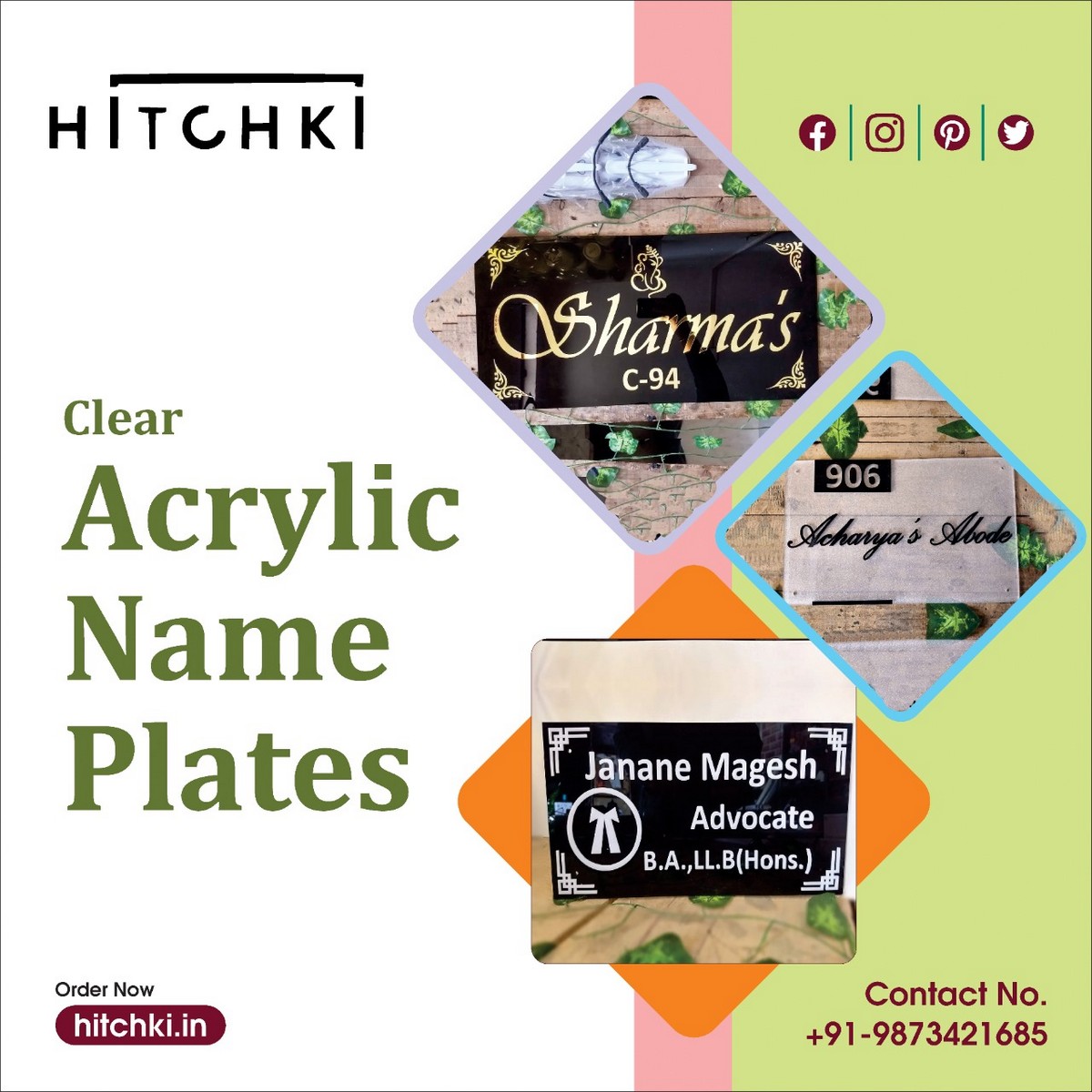 Clear Acrylic Name Plate Hitchki 