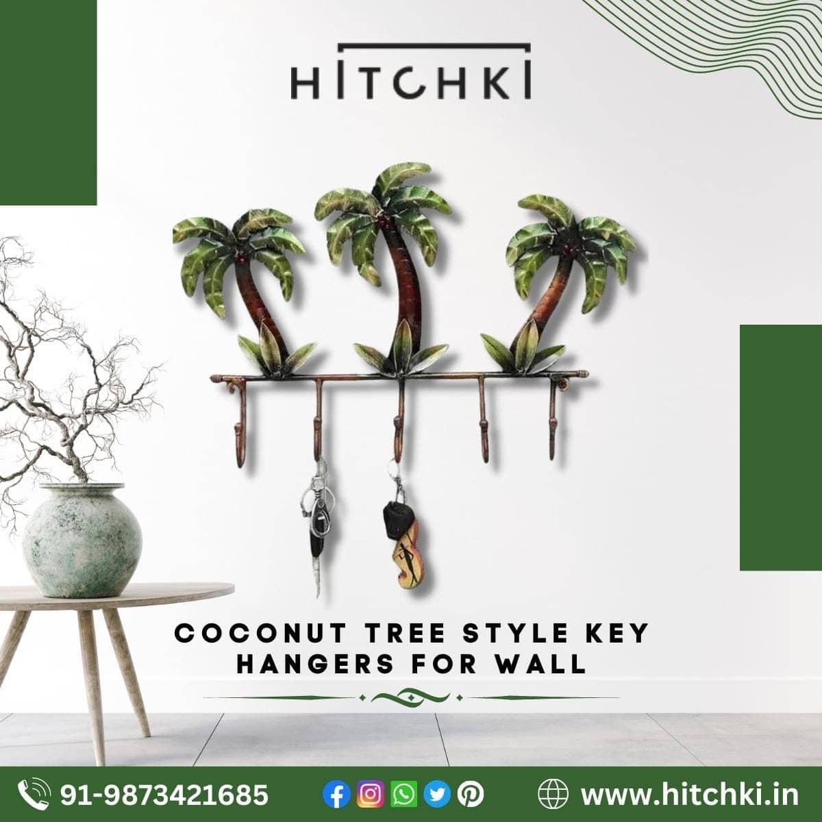 Coconut Tree Style Key Hangers For Wall