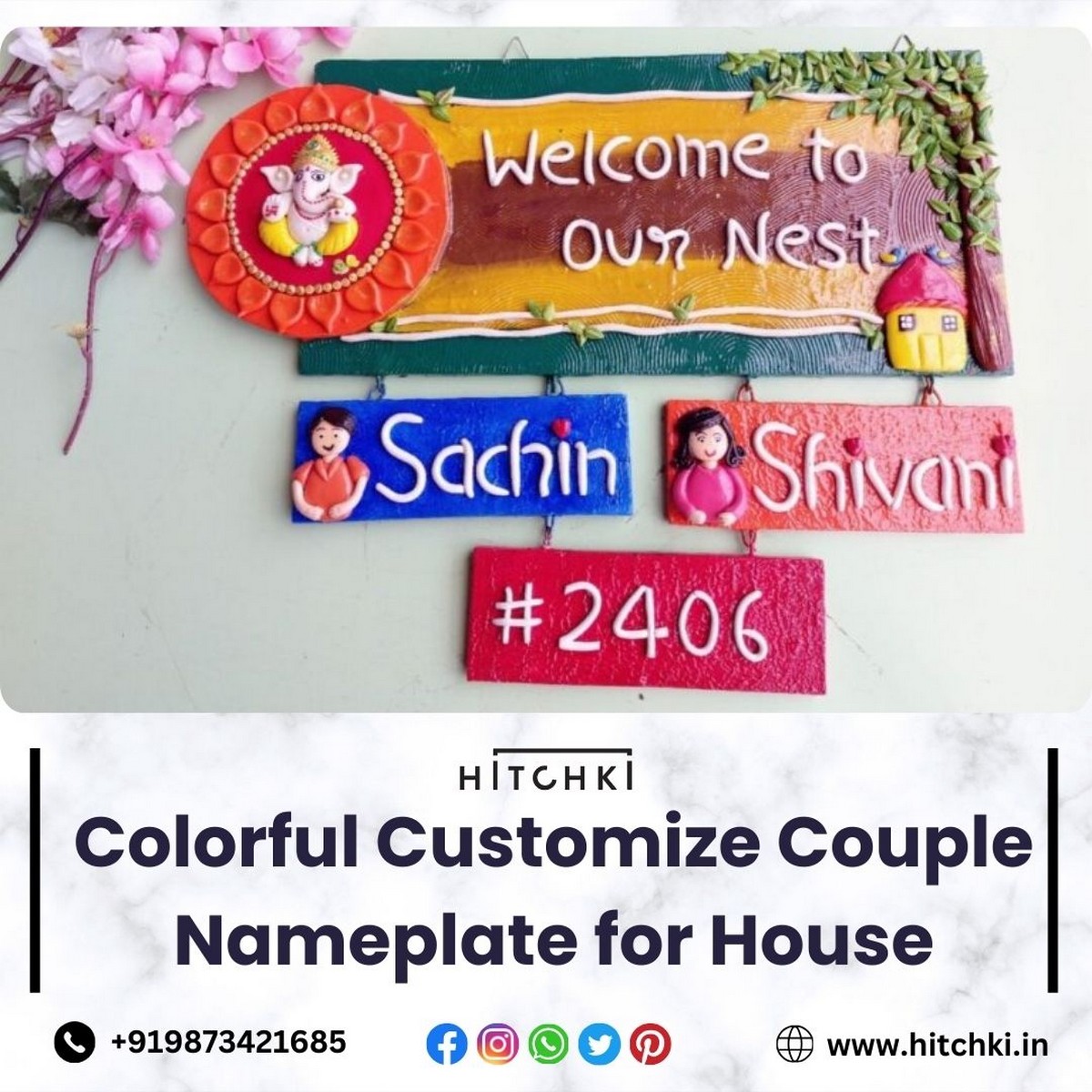 Colorful Customize Couple Nameplate
