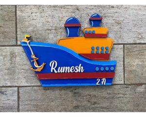 Colourful Ship Kids Nameplate 1