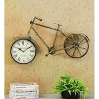 Silver Looking Wall Hanging Cycle with Timepiece  