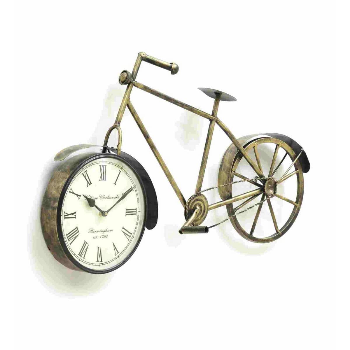 Bronze Made Cycle with Timepiece for Wall  