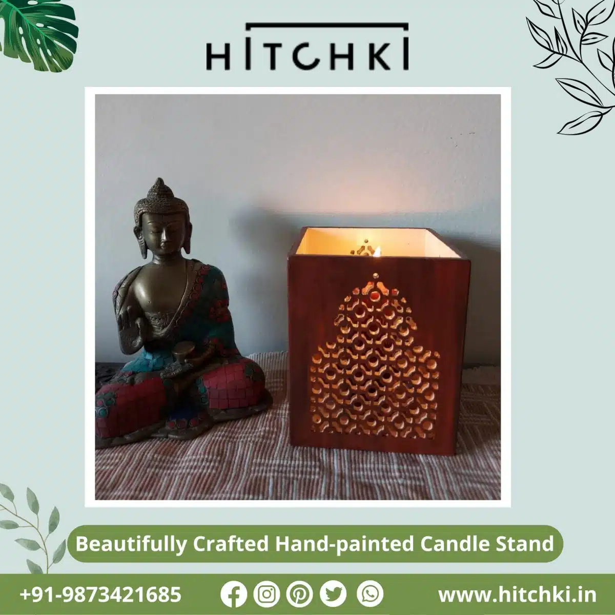 Crafted Hand Painted Candle Stand From Hitchki