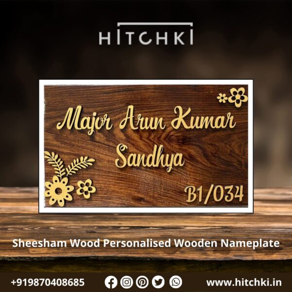 Craftsmanship Unveiled Sheesham Wood Personalized Wooden Nameplate