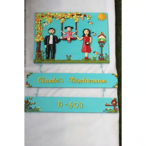Craftyowl Family Nameplate With Two Hanging Plates1