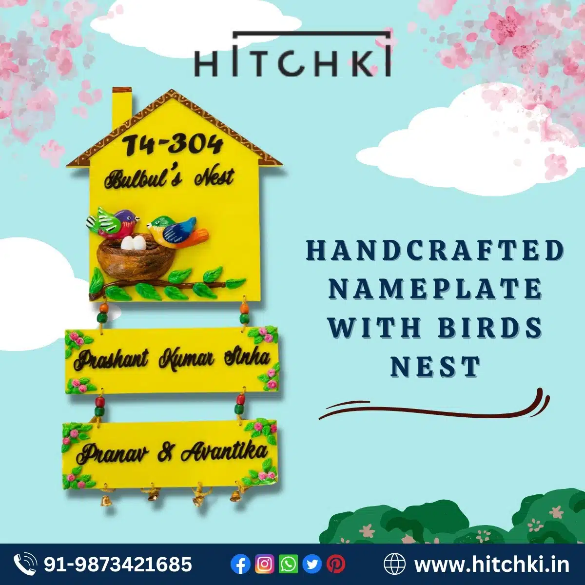 Creative Handcrafted Birds Nest House Nameplate