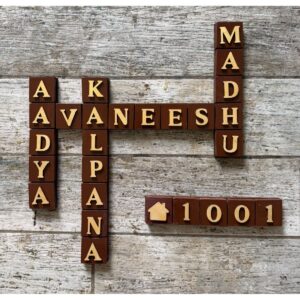 Crossword Wooden Nameplate for Four Names – Custom MDF Family Name Plate 2