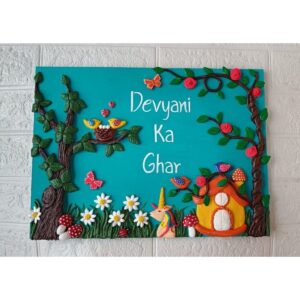 Custamized Nature and Unicorn Themed Nameplate