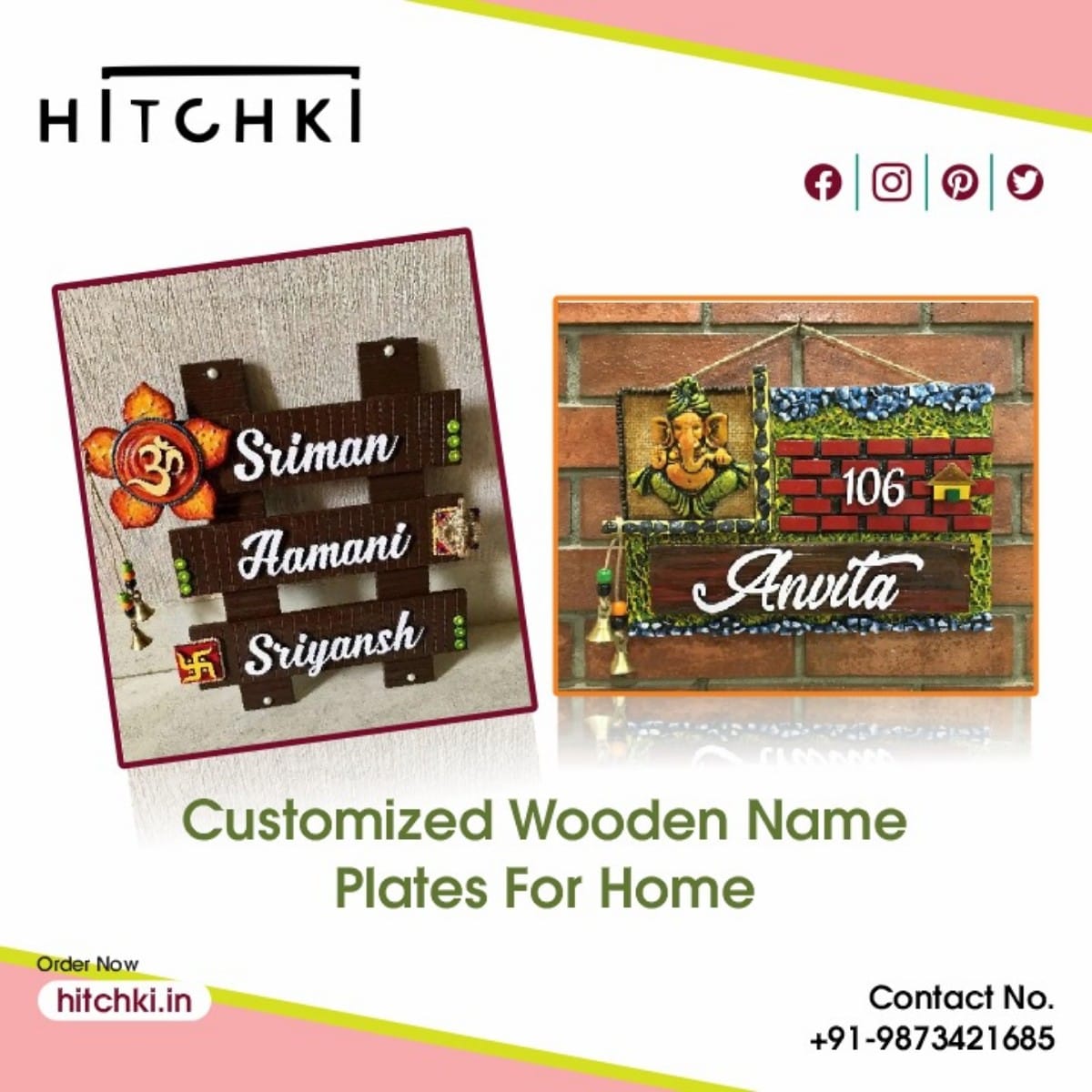 Customised Wooden Name Plates for the Home Name Plates 