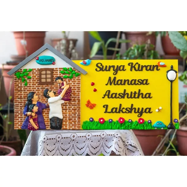 Customized Bright Hut Shaped Family Nameplate 1